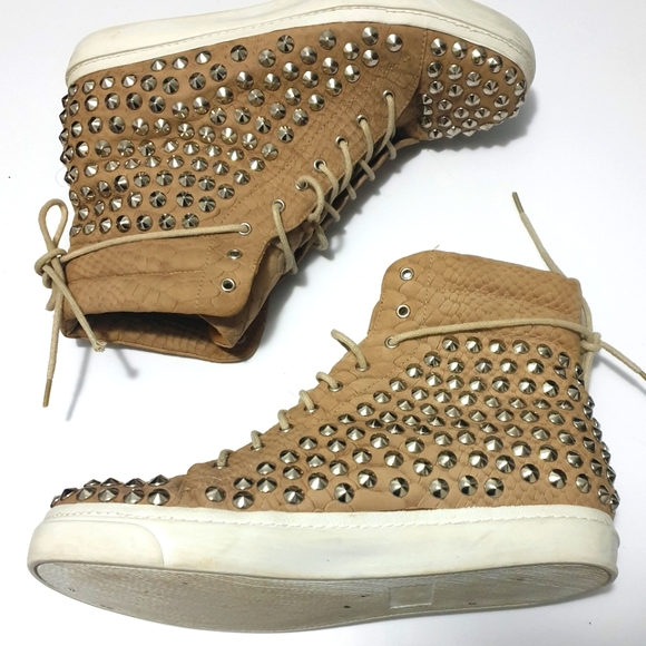 Jeffrey Campbell AUS10 tan leather hitop sneakers - Picture 4 of 11